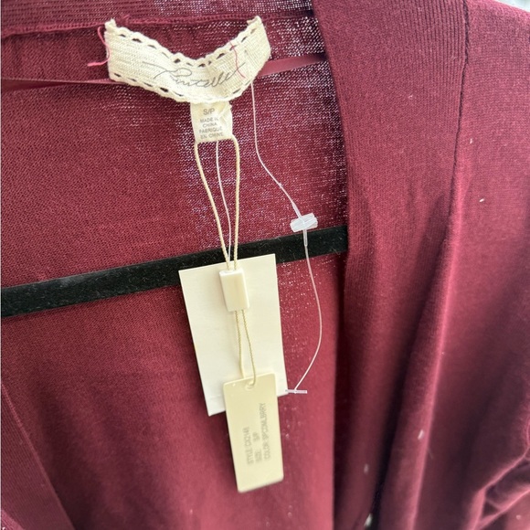 NEW Pointelle Women's Sz S Burgundy 3/4 length Cardigan Sweater Jacket - Picture 11 of 11